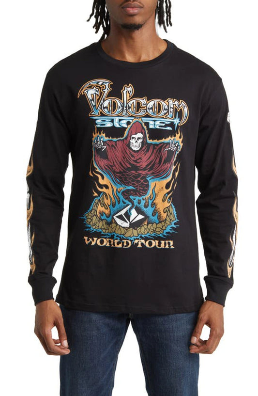 Volcom Stone Ghost Long Sleeve Graphic T-shirt In Black