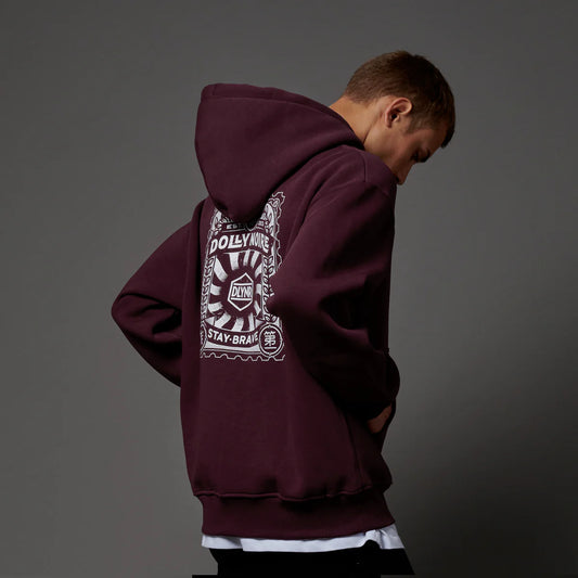 Dolly Noire Stamp Zip Hoodie Prune
