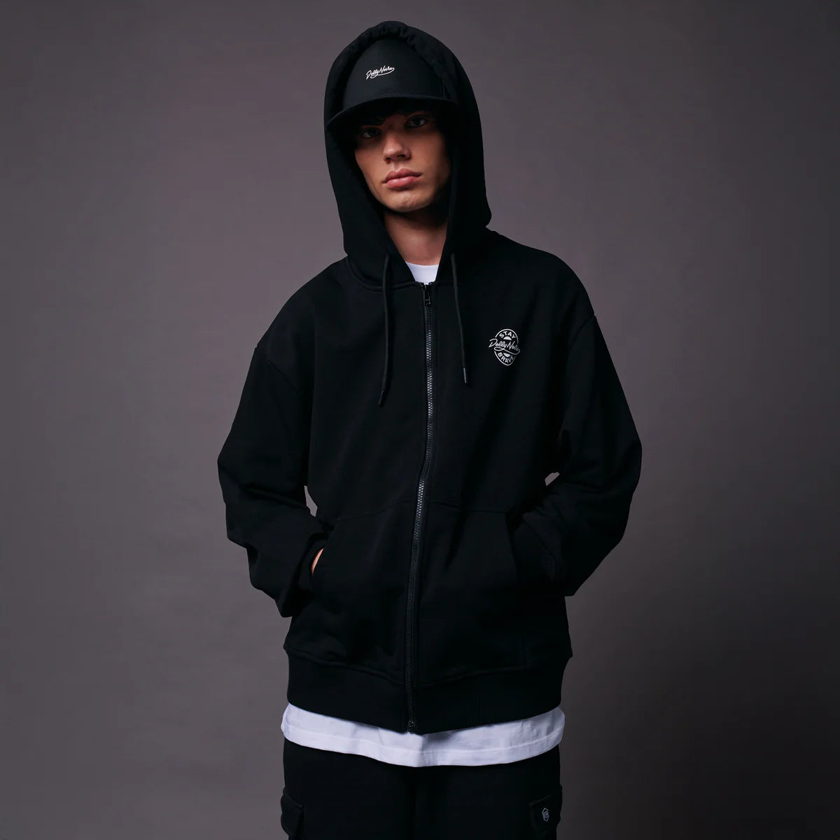 Dolly Noire Logo Brew Label Zip Hoodie Black