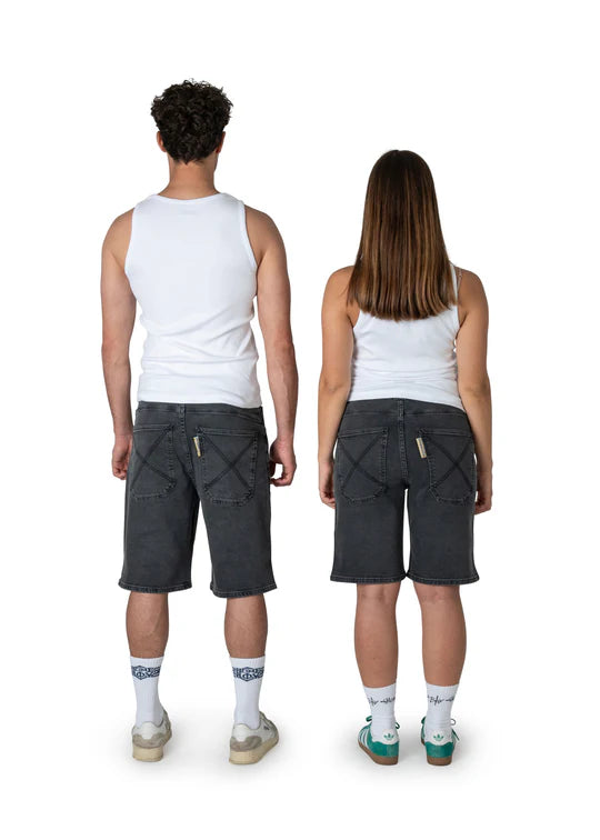 Homeboy X-tra BAGGY Denim Shorts Washed Grey