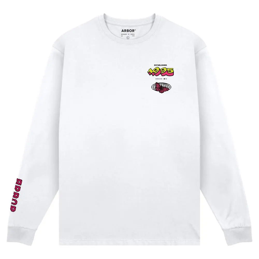 Arbor Skateboards Glitch Longsleeve T-Shirt White
