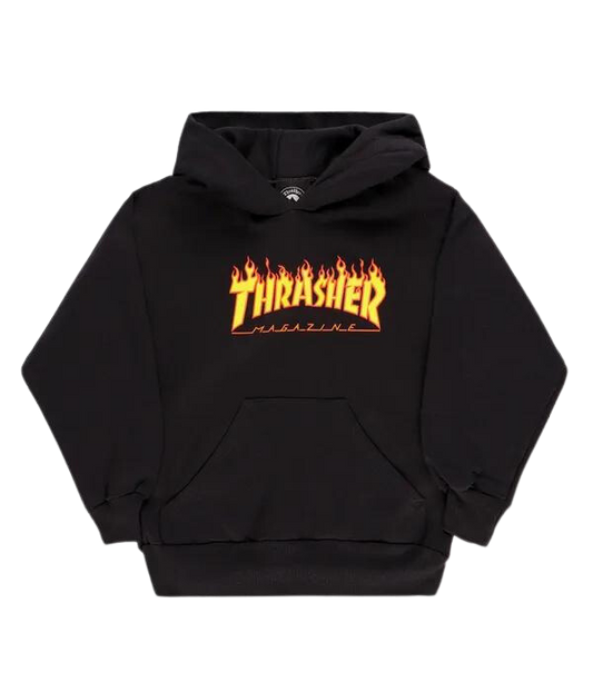 Thrasher Fire Logo Hoodie Kids Black