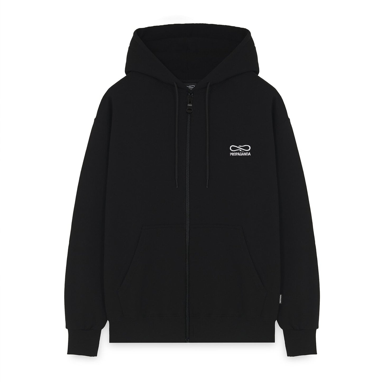 Propaganda Logo Embroidery Zip Hoodie Black