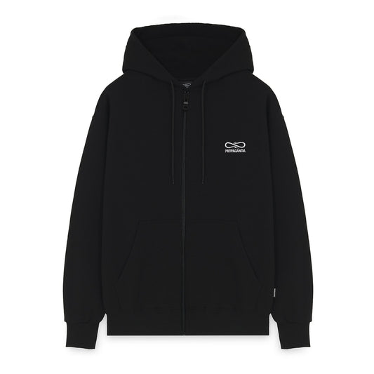Propaganda Logo Embroidery Zip Hoodie Black