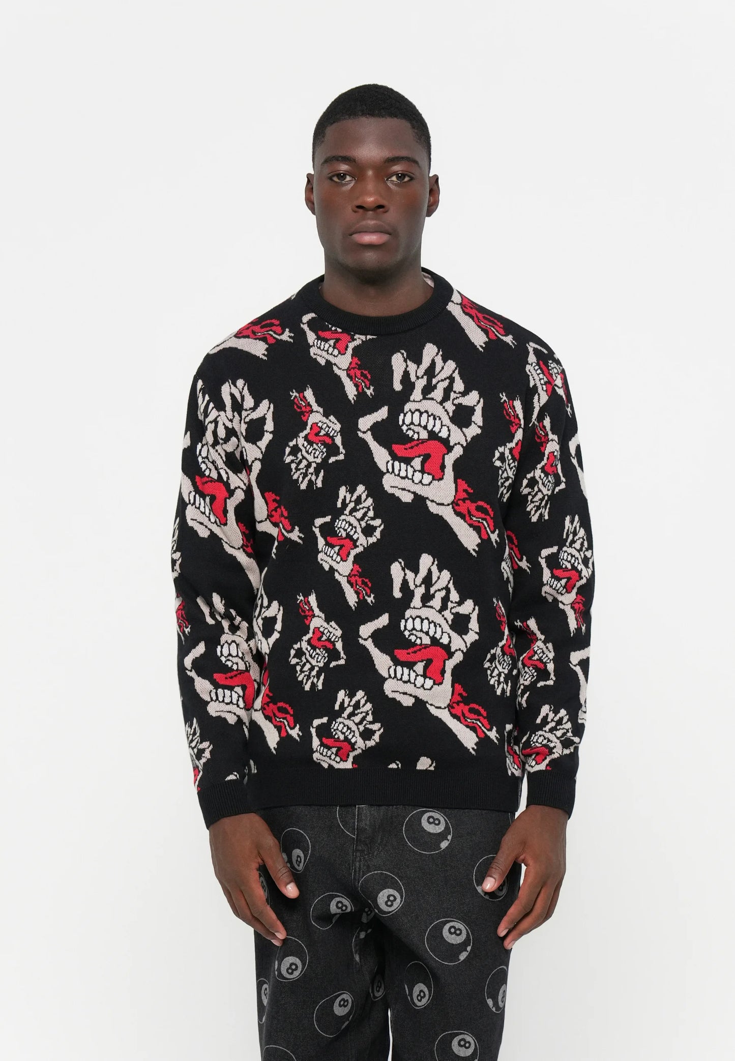 Santa Cruz Bone Hands Knit Crew Black