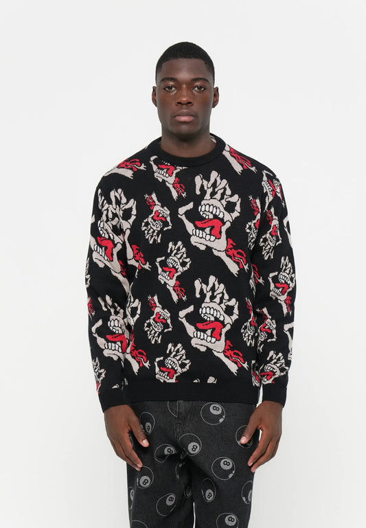 Santa Cruz Bone Hands Knit Crew Black