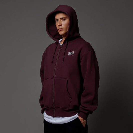 Dolly Noire Stamp Zip Hoodie Prune