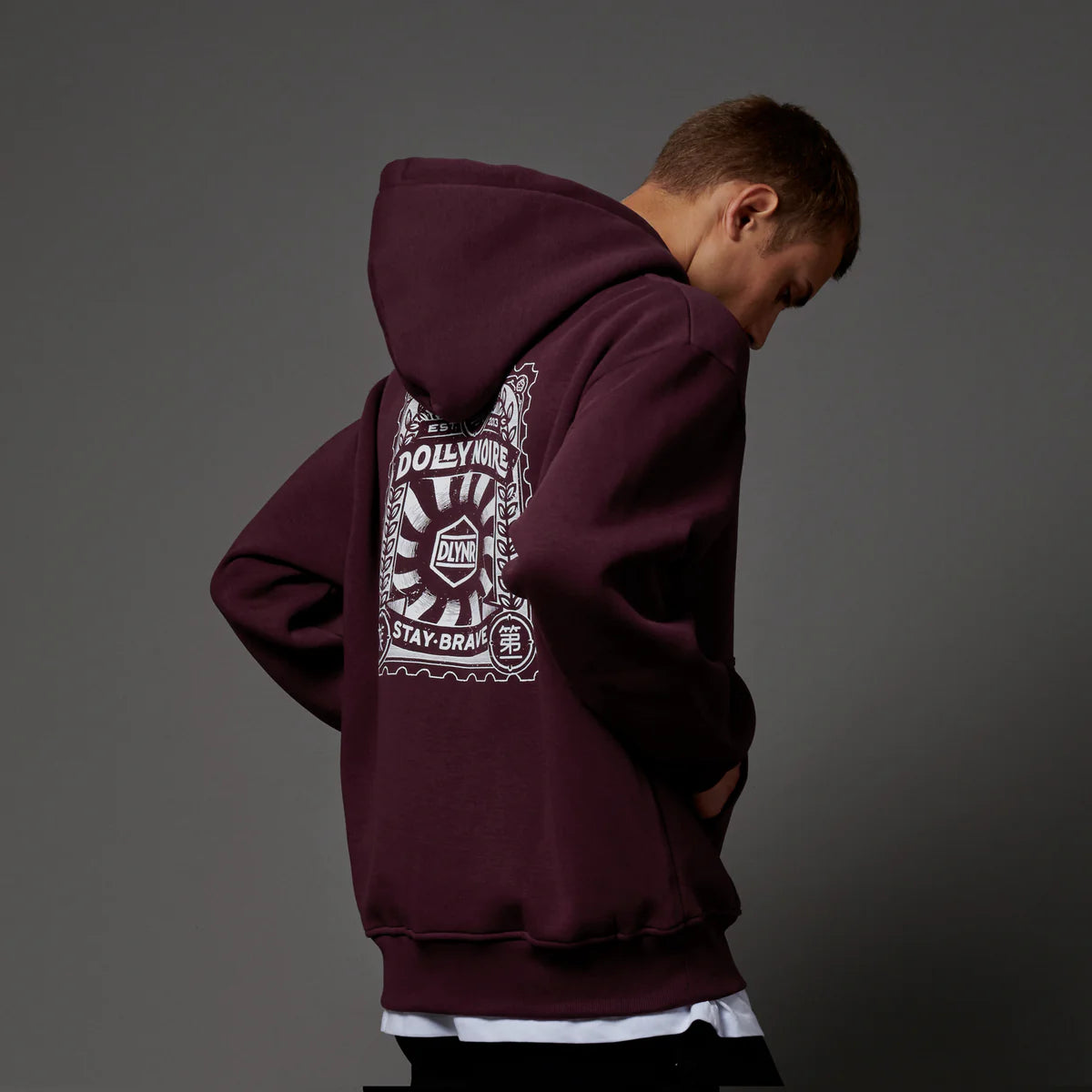 Dolly Noire Stamp Zip Hoodie Prune