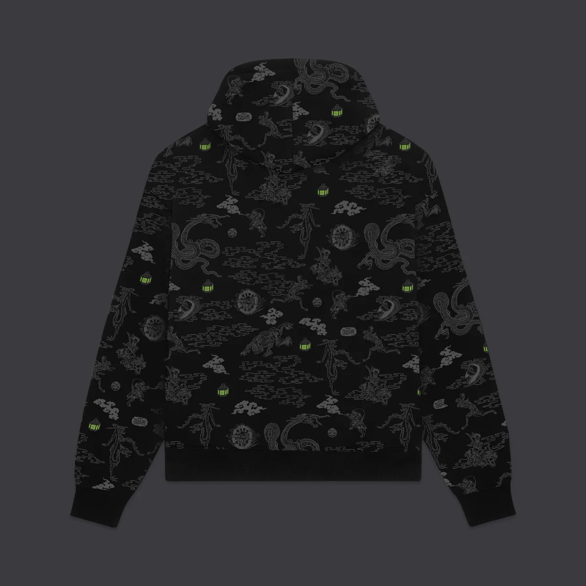 Dolly Noire Yokai Pattern Hoodie Black