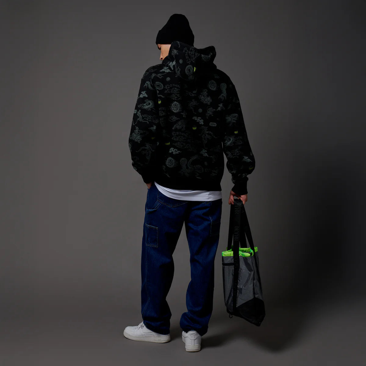 Dolly Noire Yokai Pattern Hoodie Black