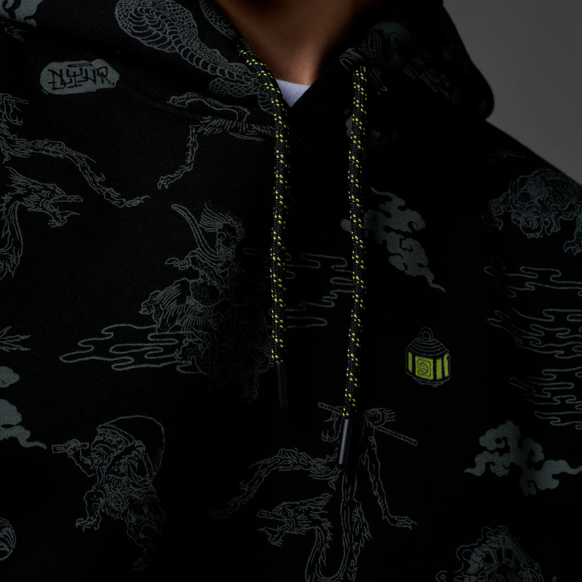 Dolly Noire Yokai Pattern Hoodie Black