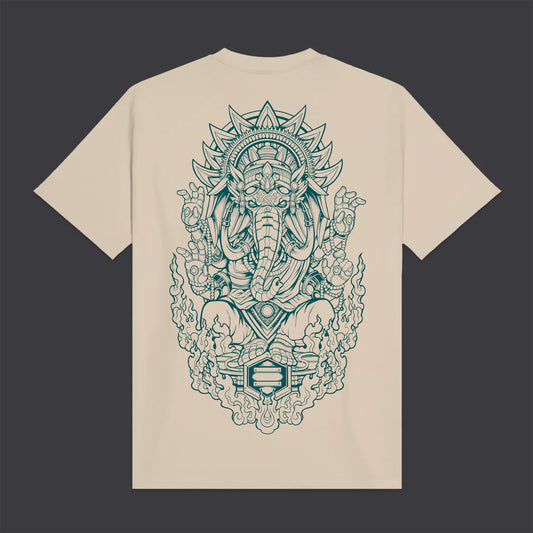 Dolly Noire Ganesha Outline Tee Beige