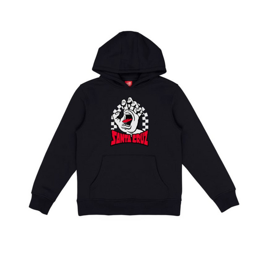 Santa Cruz Youth Check Gateway Hand Front Hoodie Black