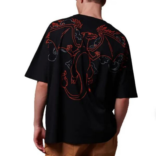 Dolly Noire Charizard Over Kimono Tee Black