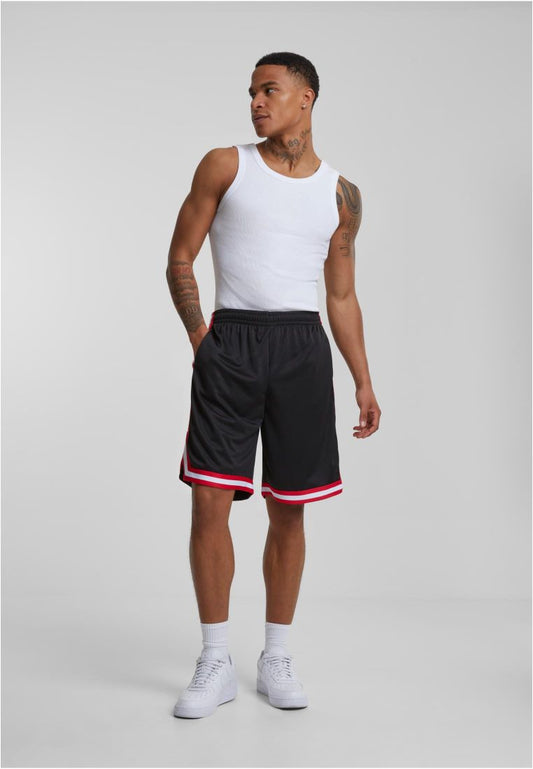 Urban Classics Stripes Mesh Shorts Black/Red