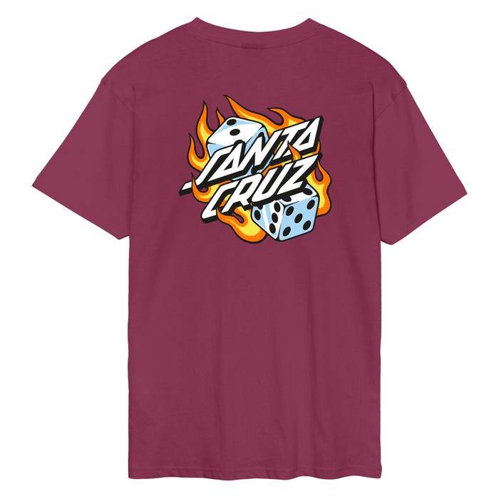 Santa Cruz  Flaming Dice Dot Chest T-Shirt