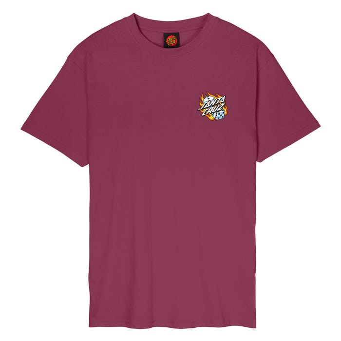 Santa Cruz  Flaming Dice Dot Chest T-Shirt