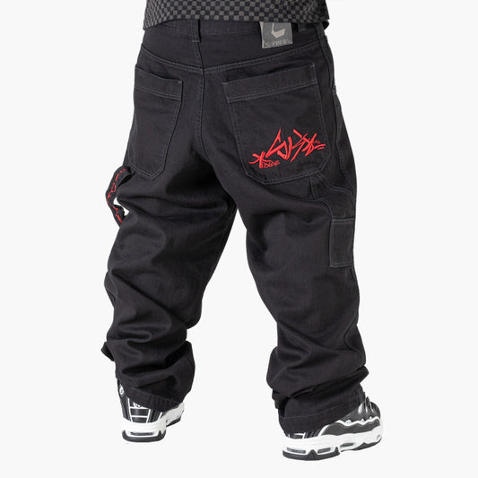 Jeans Denim Blueskin Black Red
