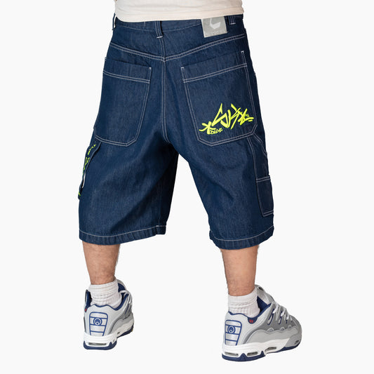 Blueskin Shorts Jeans Baggy Logo Fluo