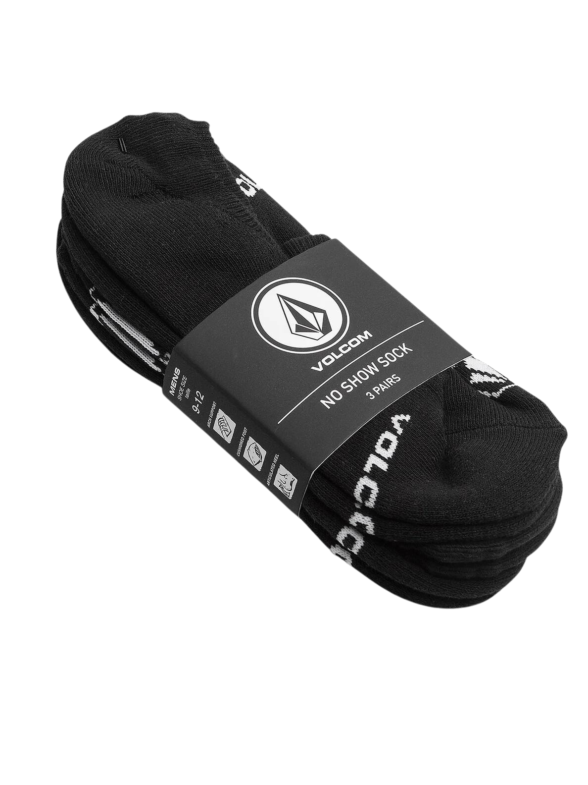 Volcom Stones No Show Socks (3 PACK) Black