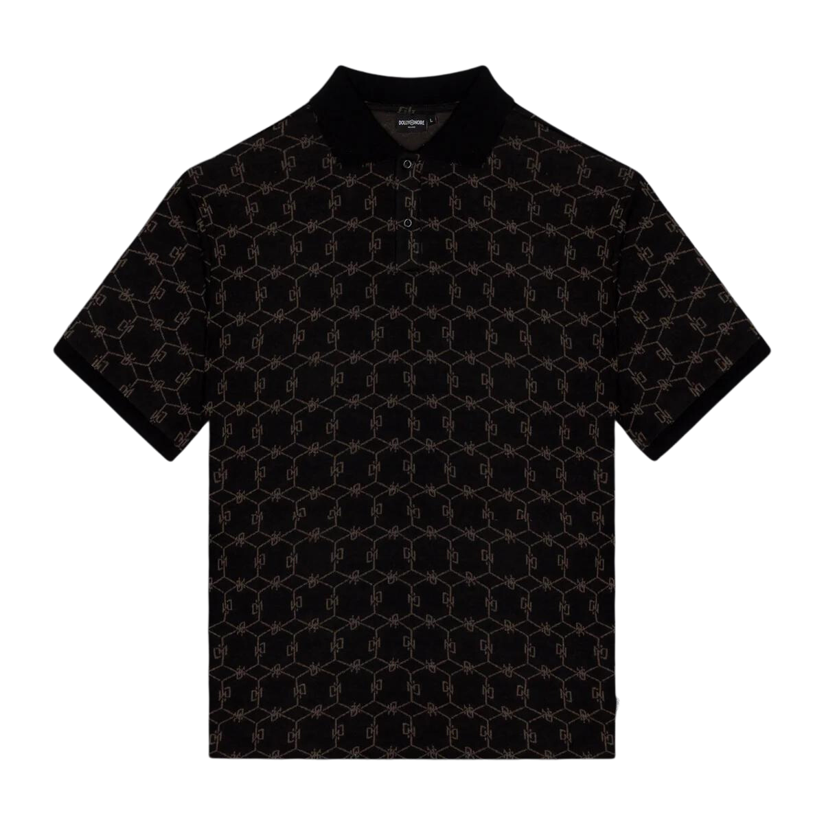 Dolly Noire Monogram Jacquard Polo Over Black