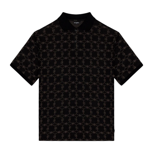 Dolly Noire Monogram Jacquard Polo Over Black
