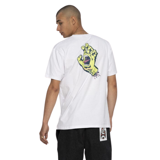 Santa Cruz Rigid Screaming Hand T-Shirt White Acid Wash